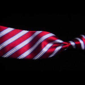 Daniel Cremieux - Red Stripe 100% Silk Handmade Italy Neck Tie 3.5"W x 60"L